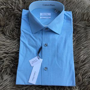 NWT Calvin Klein 'vintage green' striped regular fit button down shirt